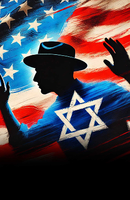 Red, White & Jew documentary featuring a silhouette against an American flag with Star of David